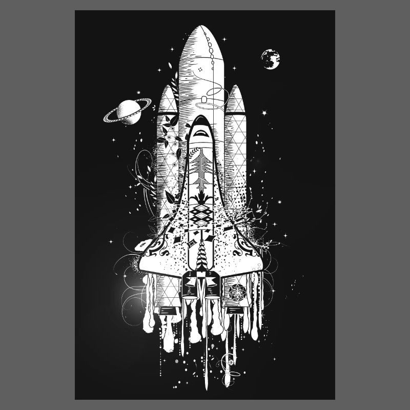 Fantasievolles Space Shuttle im Graffiti Stil