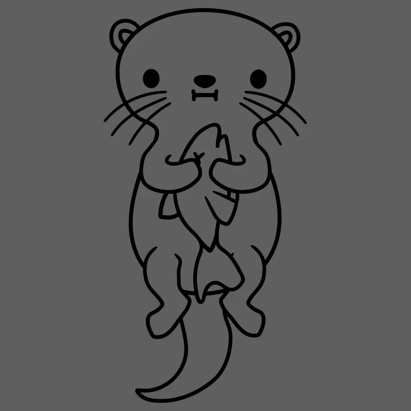 hungry otter eats fish hunger