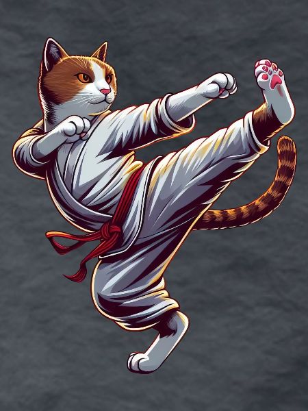 Coole Karate-Katze im Comic-Stil