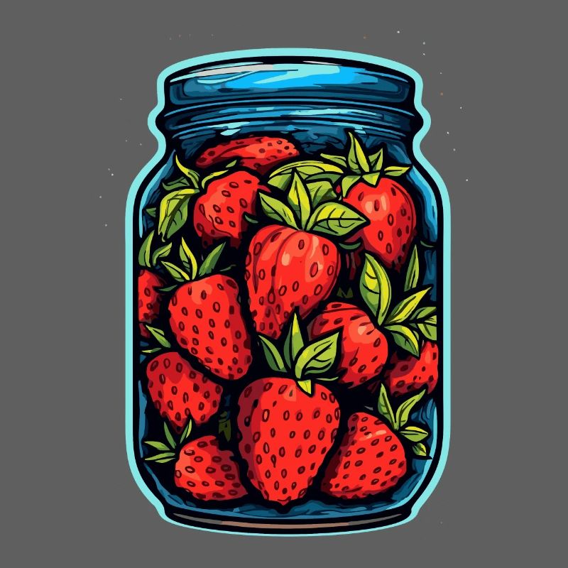 Glasgefäß mit Erdbeeren