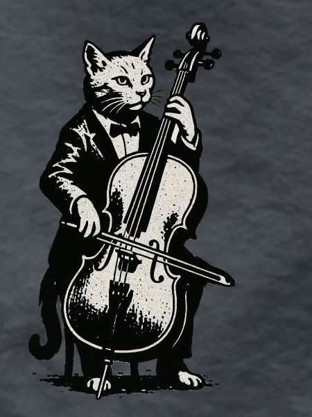 Katzencellist im Smoking