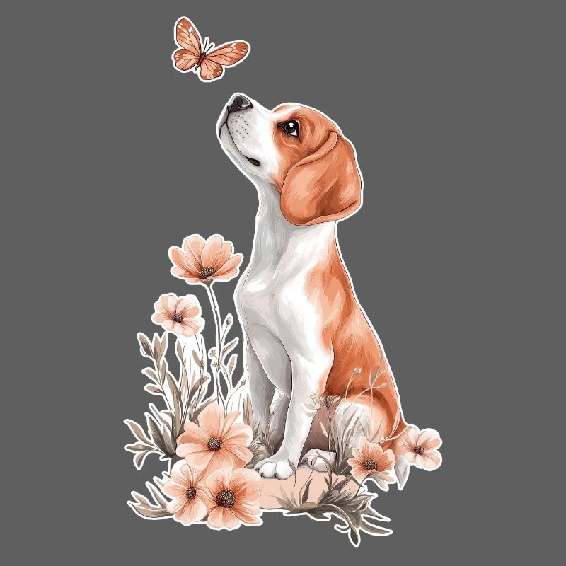 Beagle et papillon