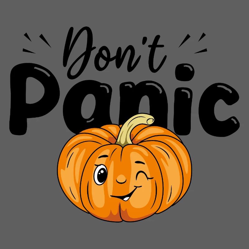 Don't panic. Design with winking pumpkin
