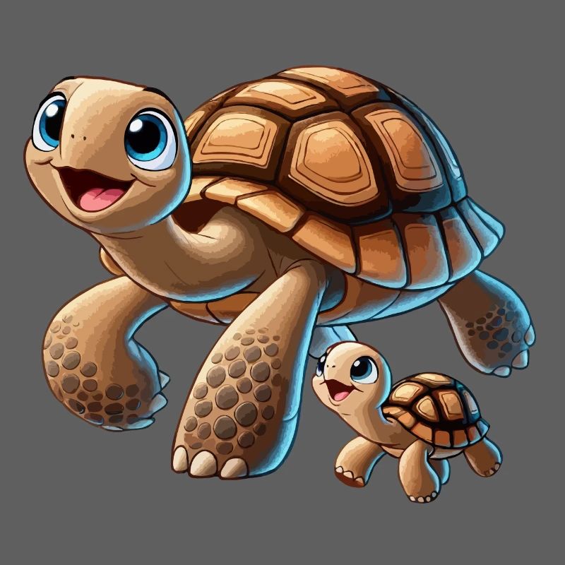Schildkrötenmutter mit herumtollendem Kind