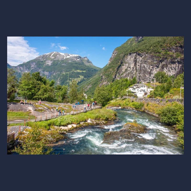 Geiranger panorama view from Storseterfossen (also