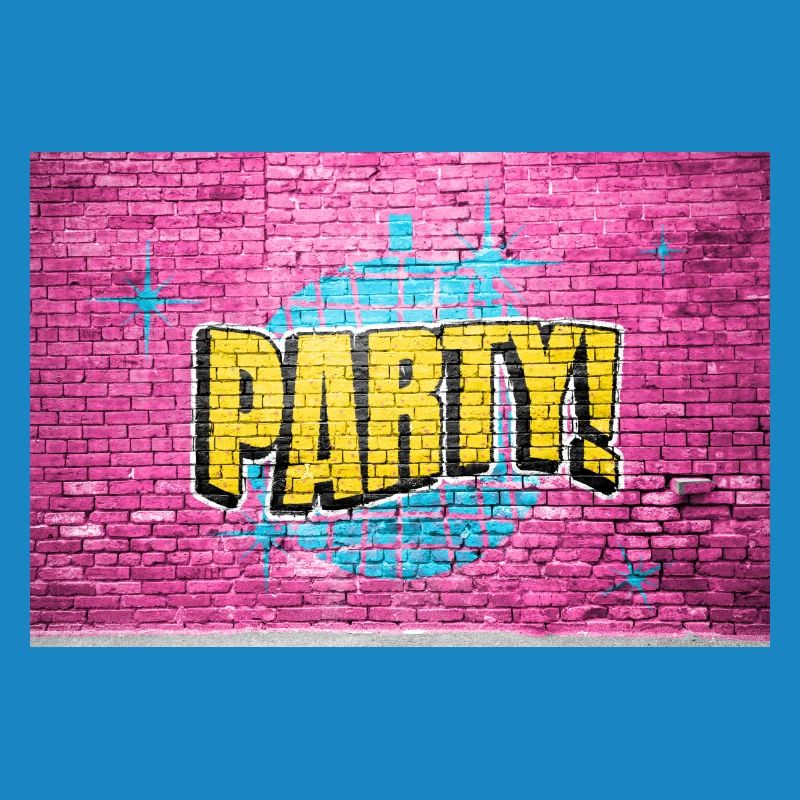 Party Disco Comic Style Bubble Graffiti Lettering