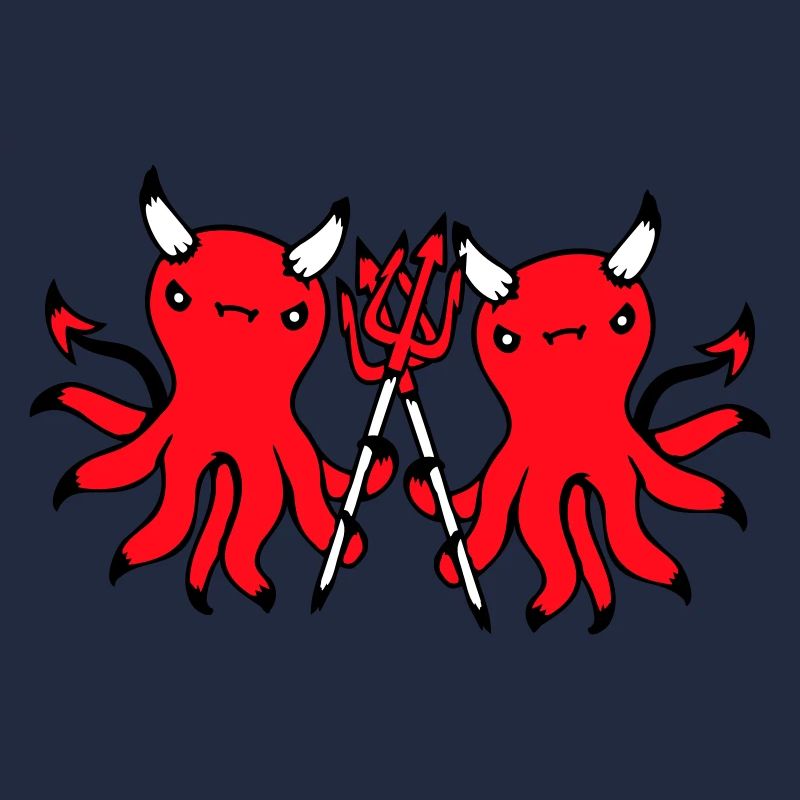 2 Octopus Devil Hell Team Friends Satan Evil Cute