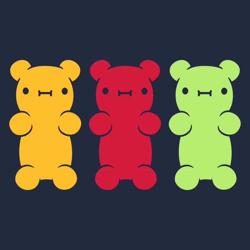 3 colorful gummy bears