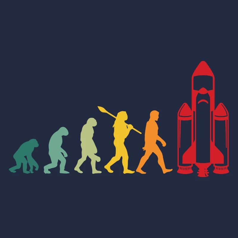 Weltall Evolutionen Mensch Affe Mann Rakete