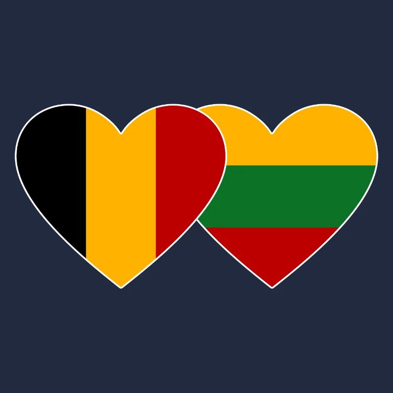 Belgium Lithuania Flag Heart