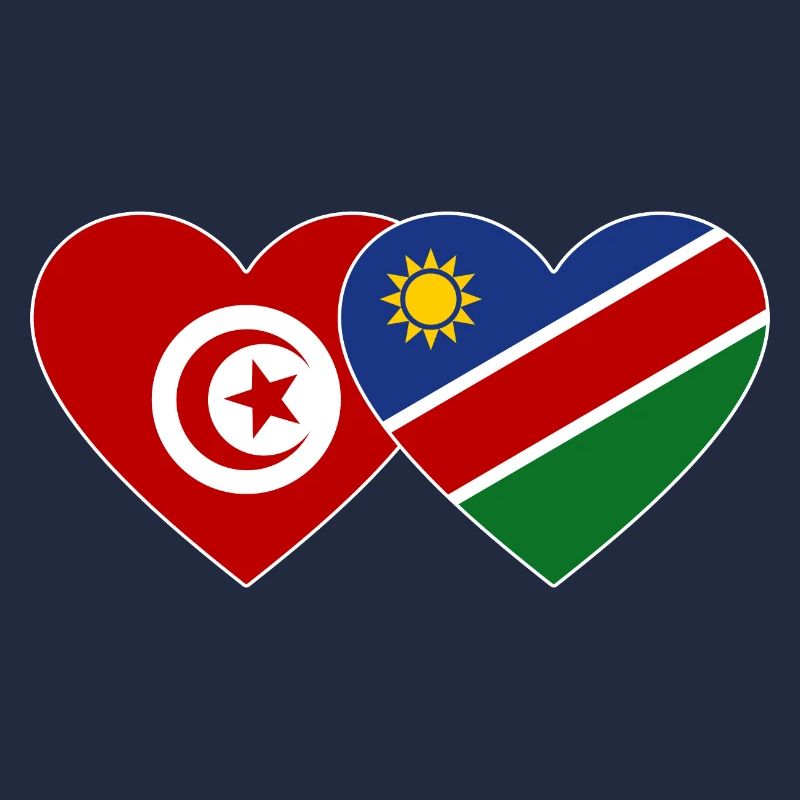 Tunesien Namibia Flagge Herz