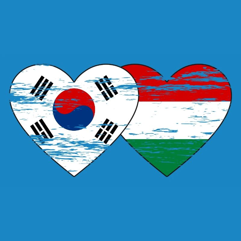 Corée du Sud Hongrie drapeau coeur utilisé