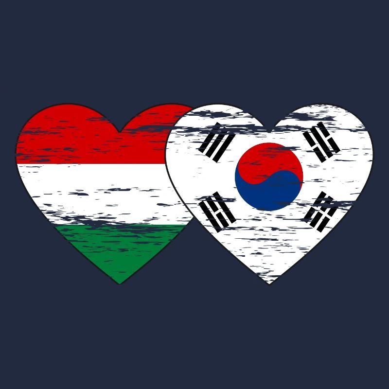 Hongrie Corée du Sud Drapeau Coeur Utilisé