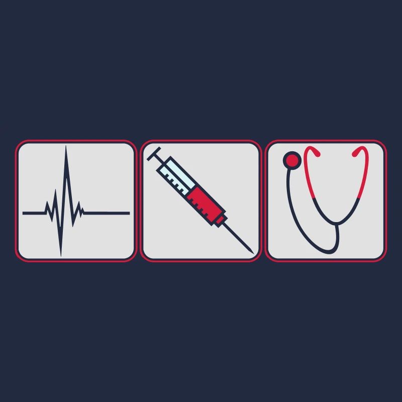 3 logo de seringue de bouton de docteur Écoute au stéthoscope
