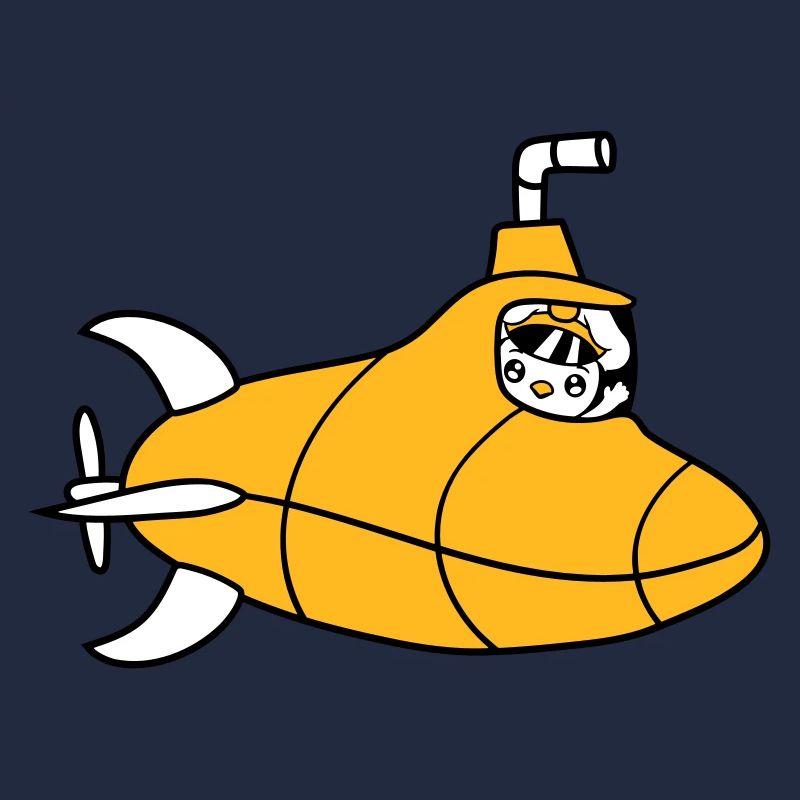 sous-marin oiseau canard capitaine poussin mignon bande dessinée dessin animé