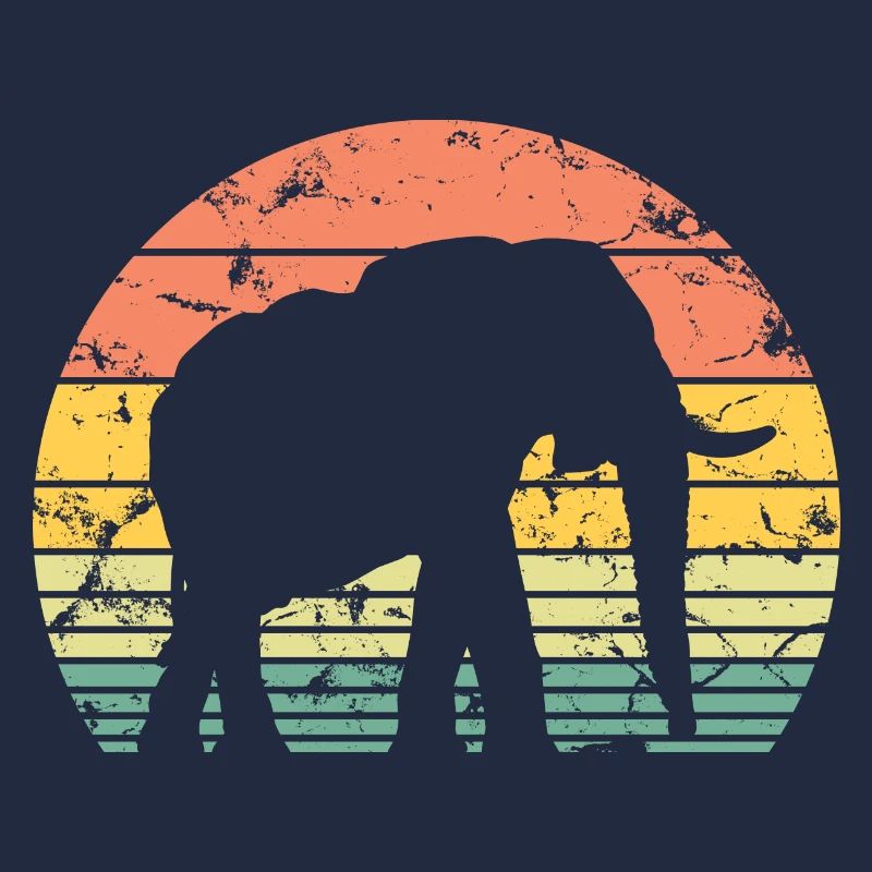 Éléphant Rétro Silhouette Faune Amoureux des éléphants