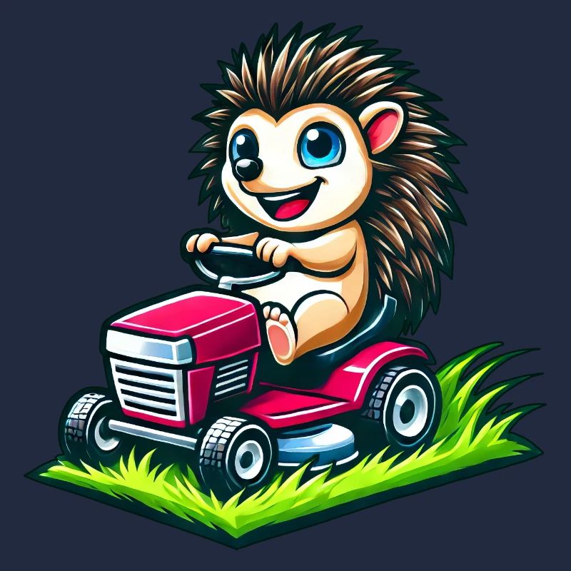 Igel auf Traktor im Garten