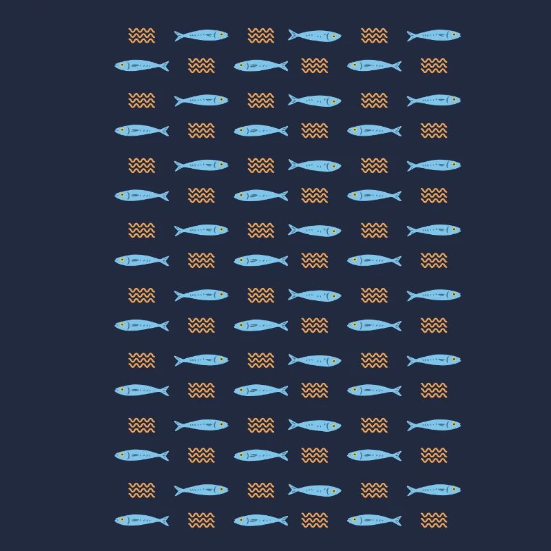 Minimalist Sardines and Waves Pattern for Summer