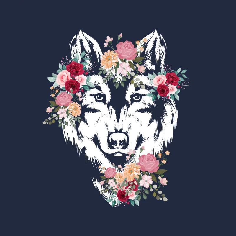 Wolf Wolfskopf Fleurs Déco
