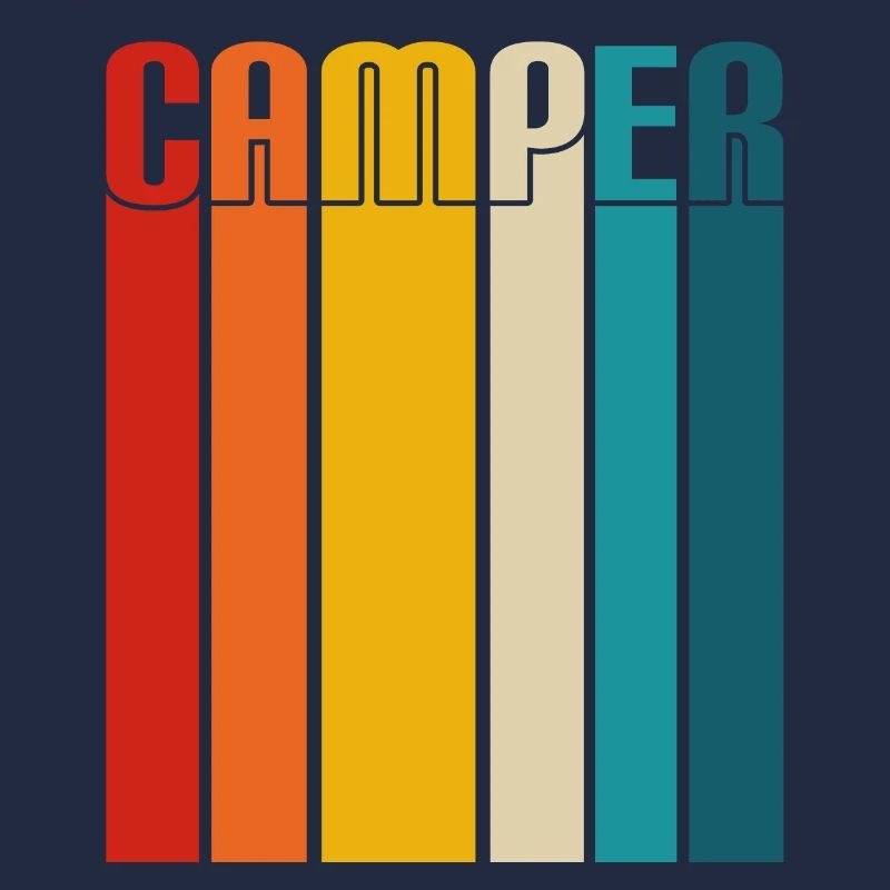 Camping retro coucher de soleil coloré