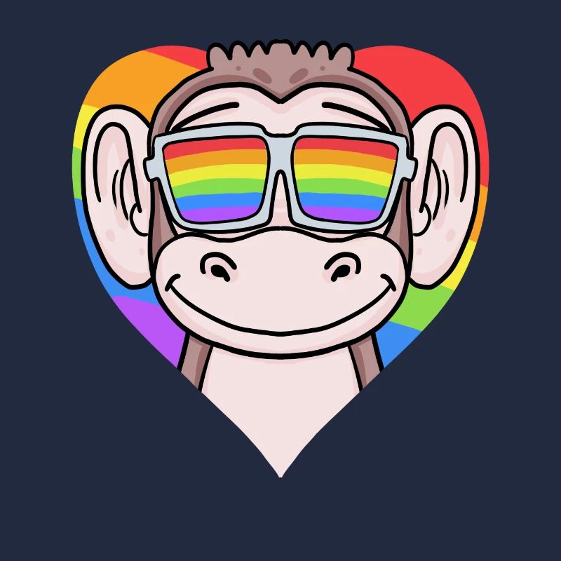 LGBT Heart with Monkey Rainbow