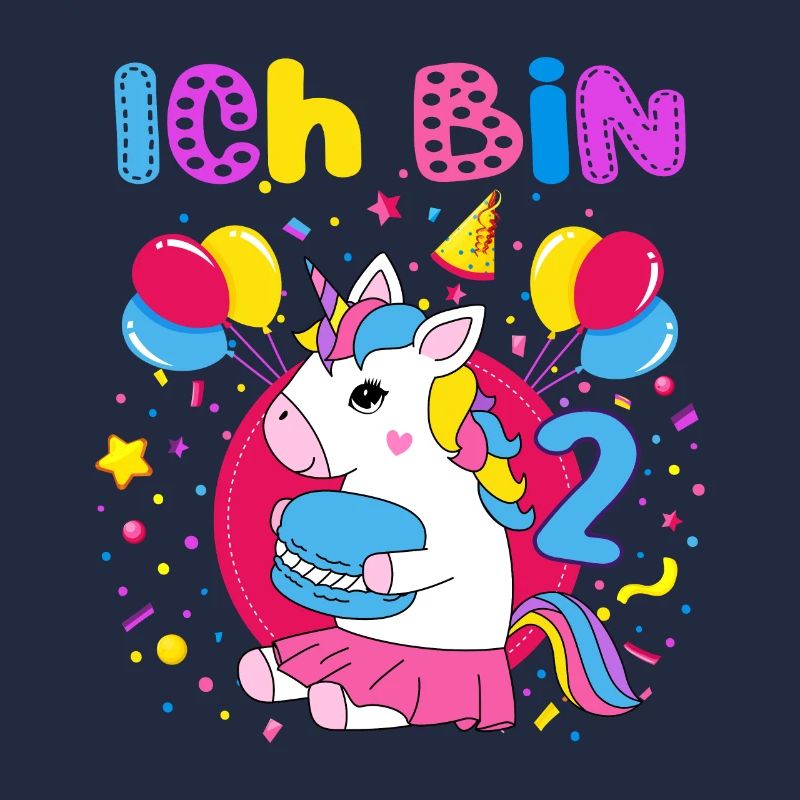 2. Geburtstag Mädchen Ich bin 2 Jahre mit Einhorn