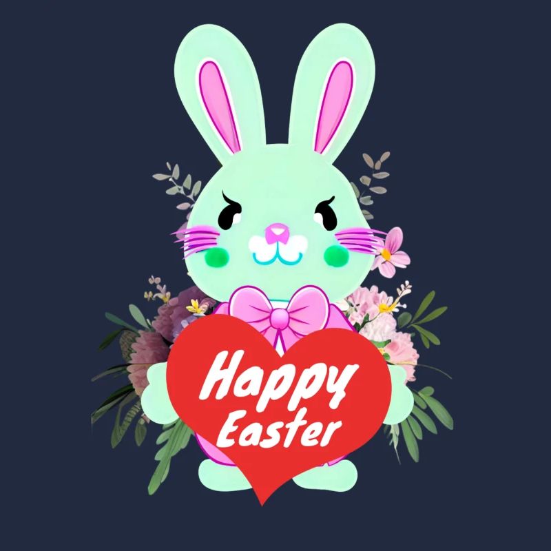 doux lapin de Pâques avec coeur Joyeuses Pâques
