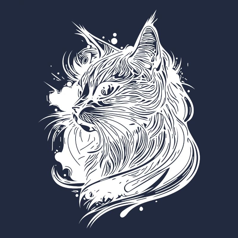 Mignon petit espace chat domestique dans le style tatouage
