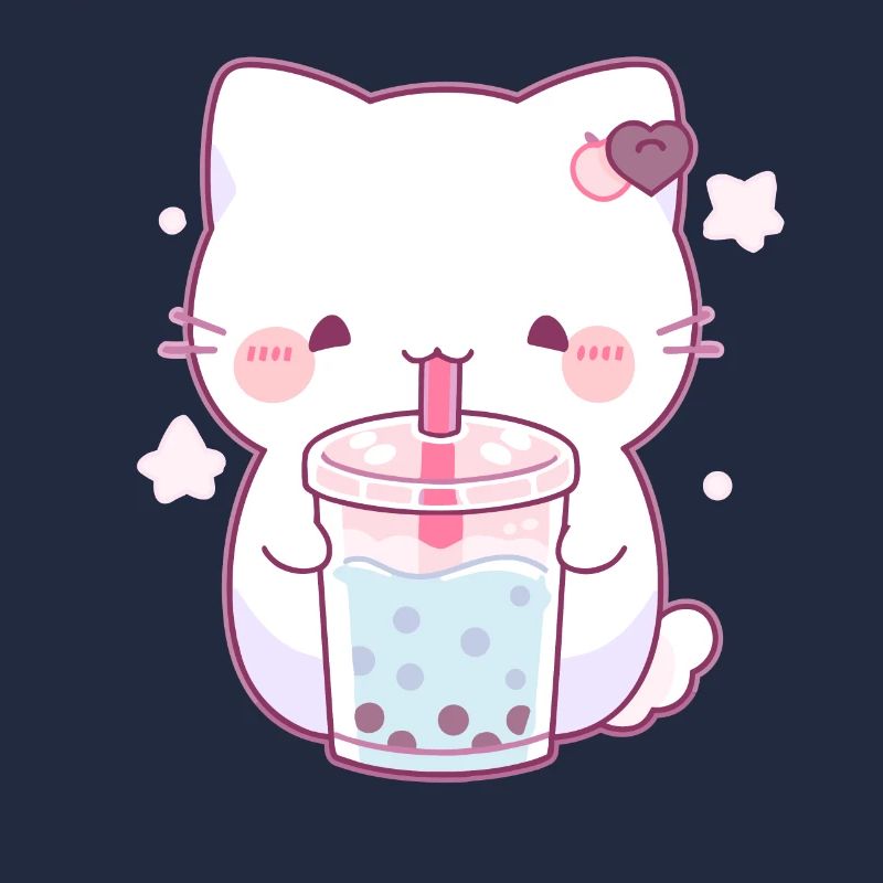 Kawaii Cat Drinks Boba Bubble Tea Chibi