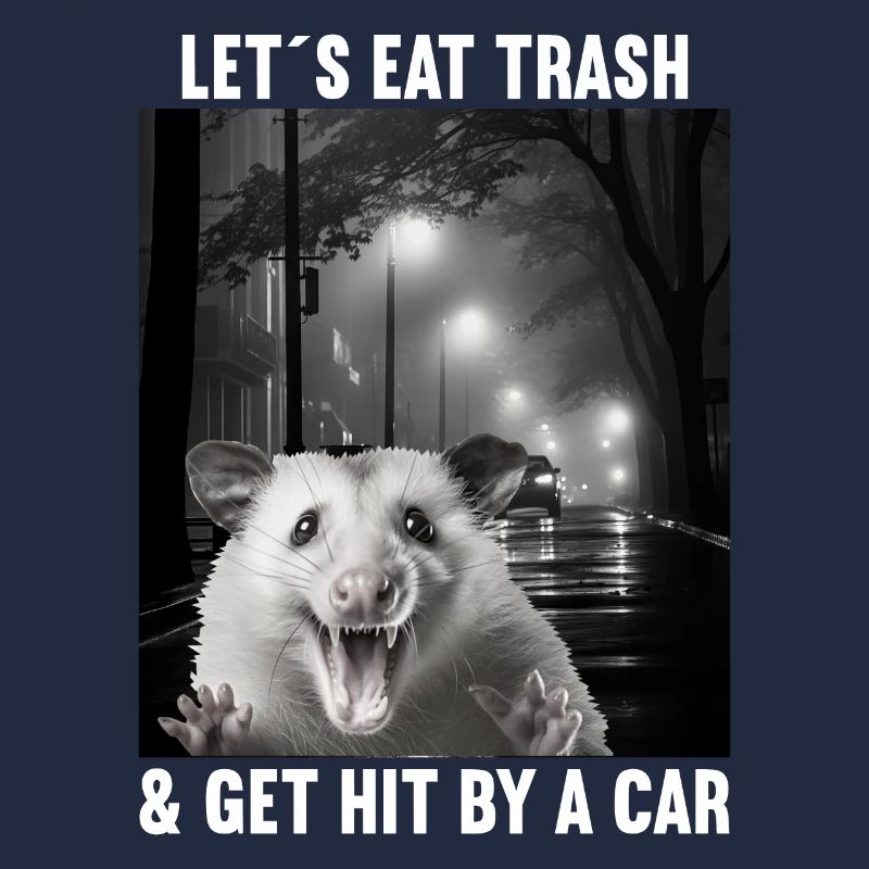 Lets eat Trash and get hit by a Car Opossum Possum