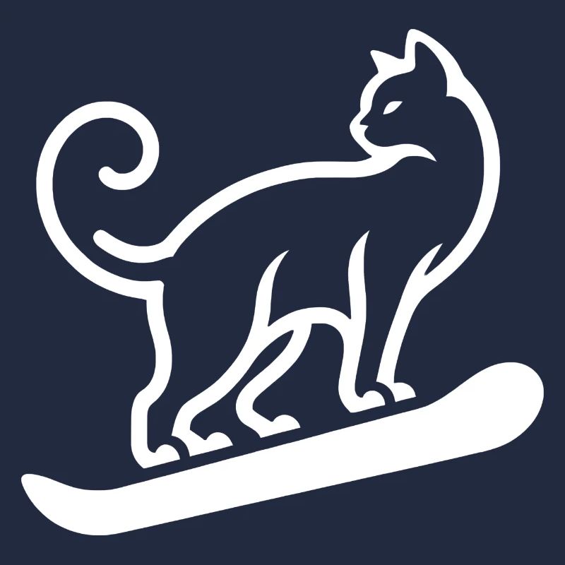 Cat Snowboard Snowboarder Minimalist