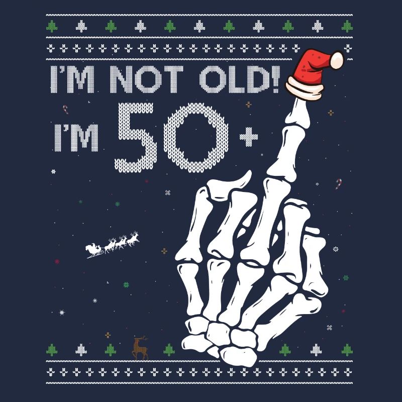 Ich bin 50 + 1 Mittelfinger Hässlicher Weihnachtspullover für