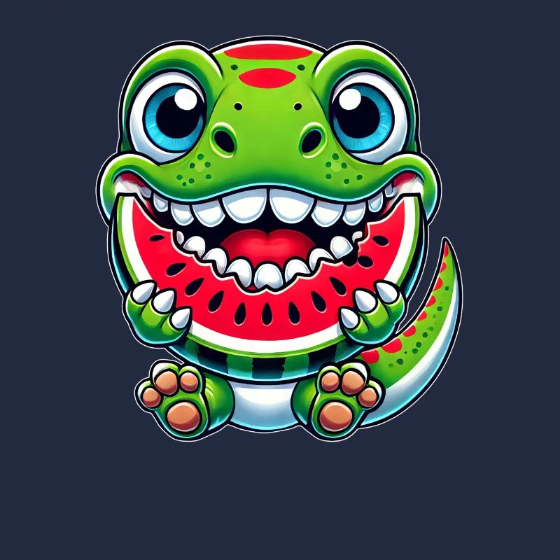 Mignon Dino T-Rex Dessin animé Pastèque Été