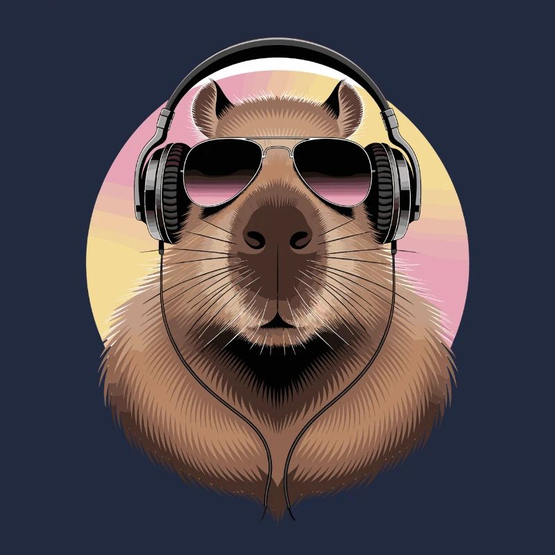 Cooles Capybara Mit Kopfhörern Und Sonnenbrille
