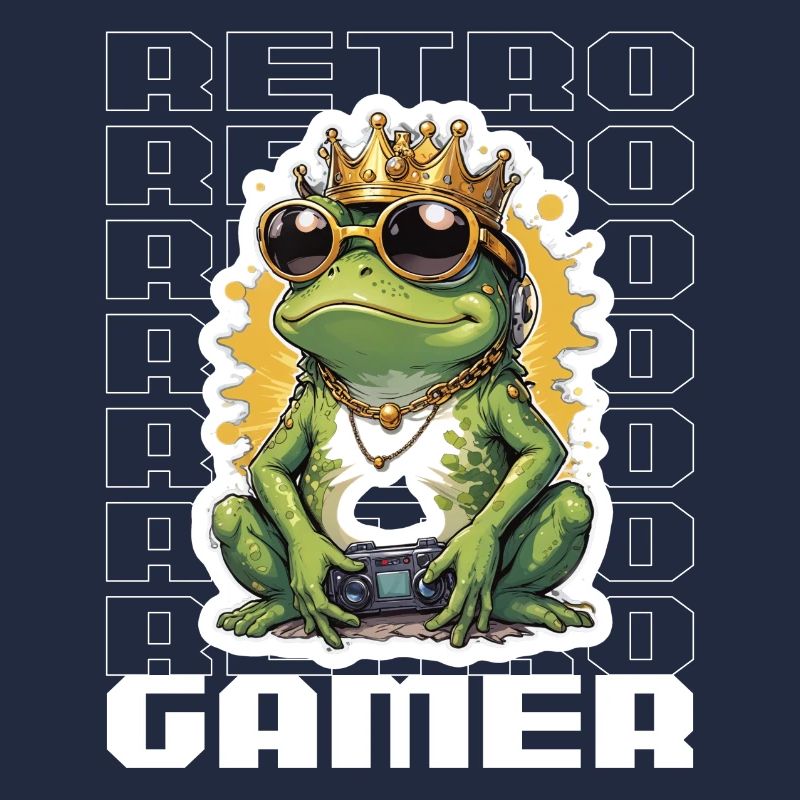 Retro Gamer Frog with Controller Console Games