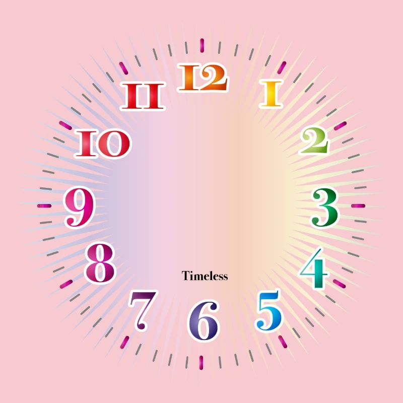 Dial with colorful numerals without clock hands