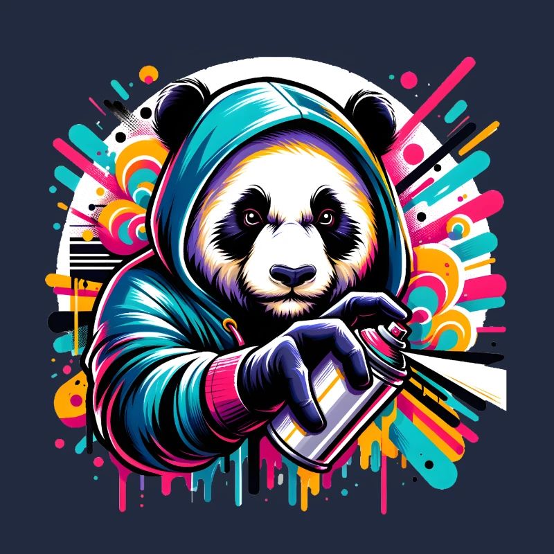 funny panda bear with graffiti and spray can