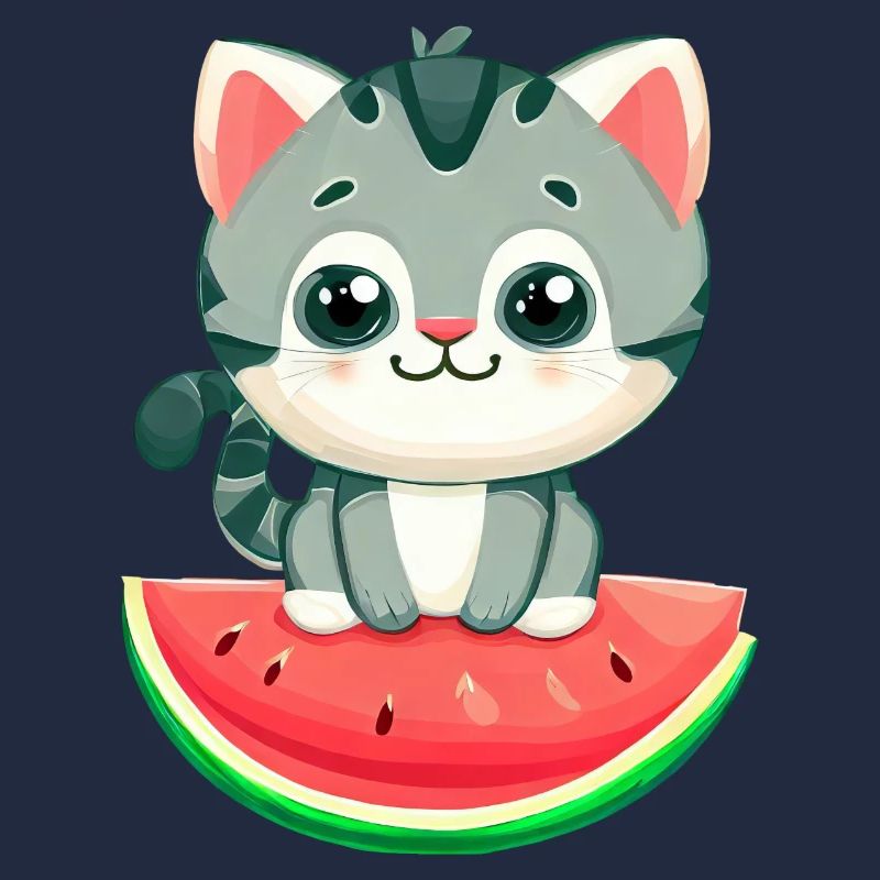 Chat mignon à la pastèque - Kawaii Design