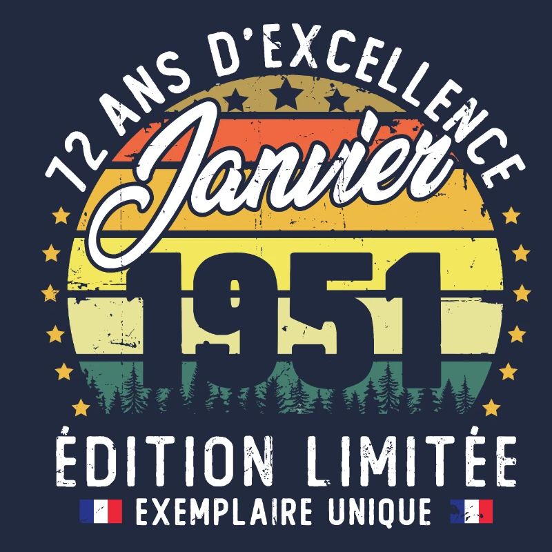 Vintage Cadeau Anniversaire 72 Ans Janvier 1951