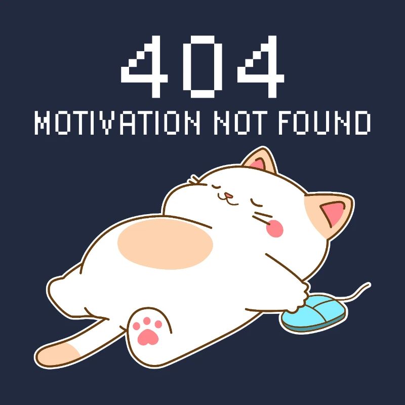 404 Motivation Introuvable – Chat Kawaii Endormi