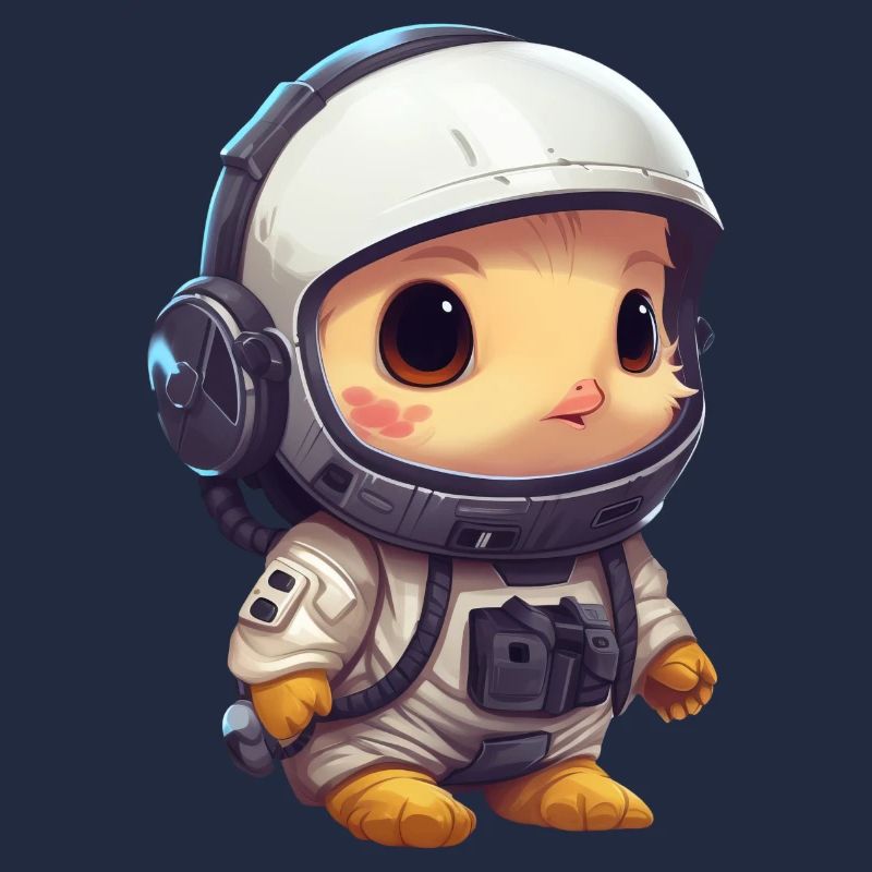 Poulet poussin astronaute, cosmonaute dans l’espace