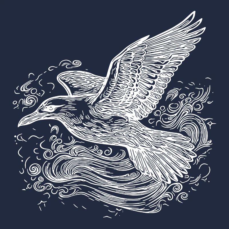Elegant flying seagull over the water