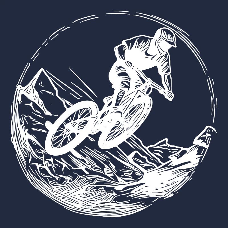 Springender Mountainbiker mit Fahrrad