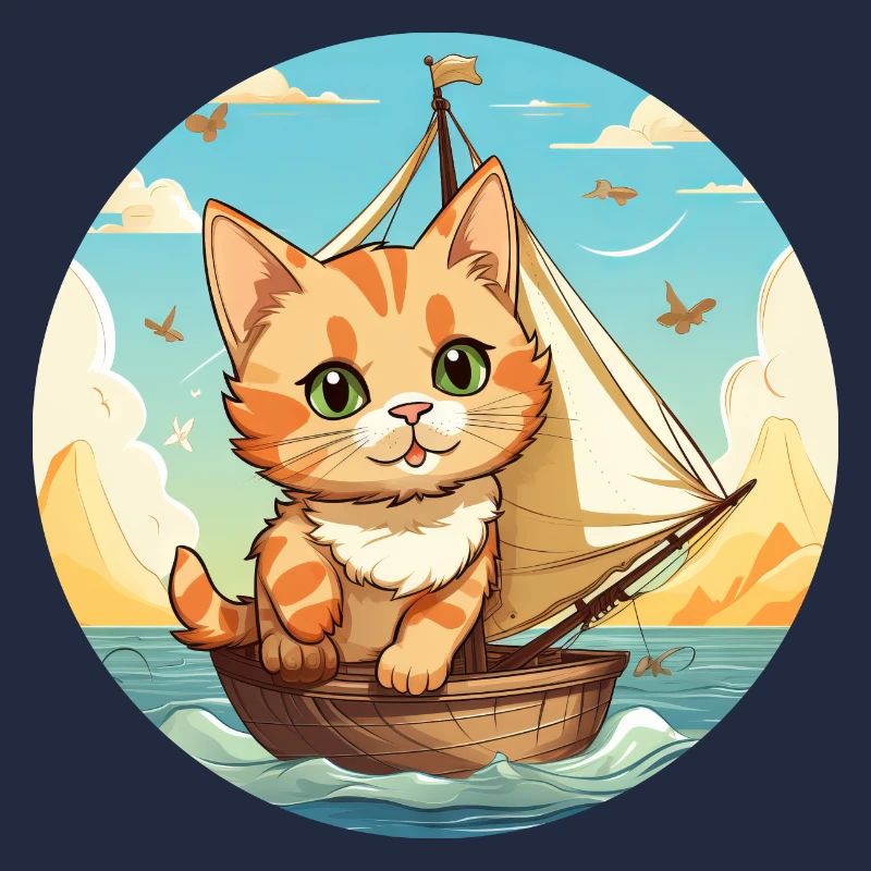 Chat à voile sur voilier, cravate coucher de soleil
