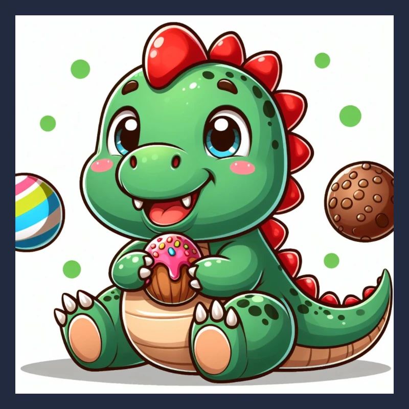 Dino petit avec muffin et biscuit