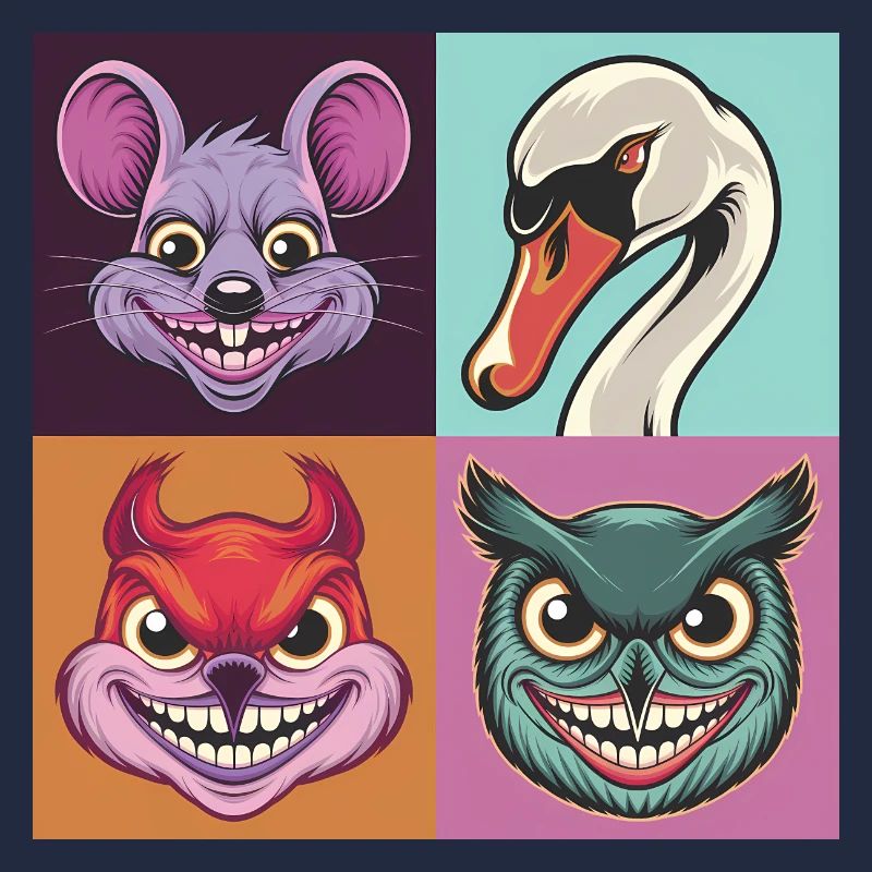 Pop-art Schwan Maus Eichhörnchen Eule Smile