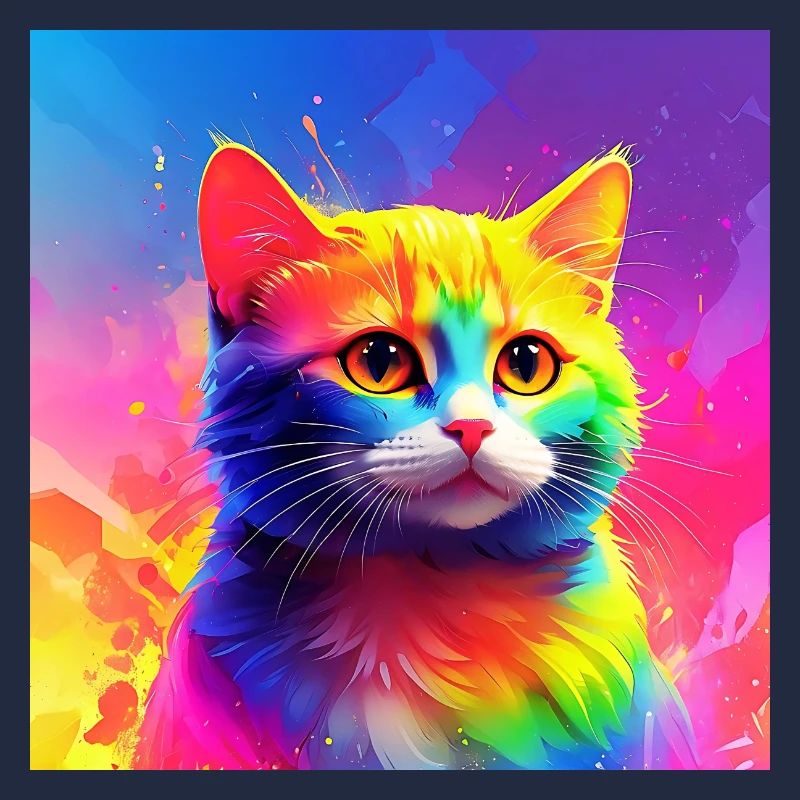 Chat mignon aux couleurs de l’arc-en-ciel