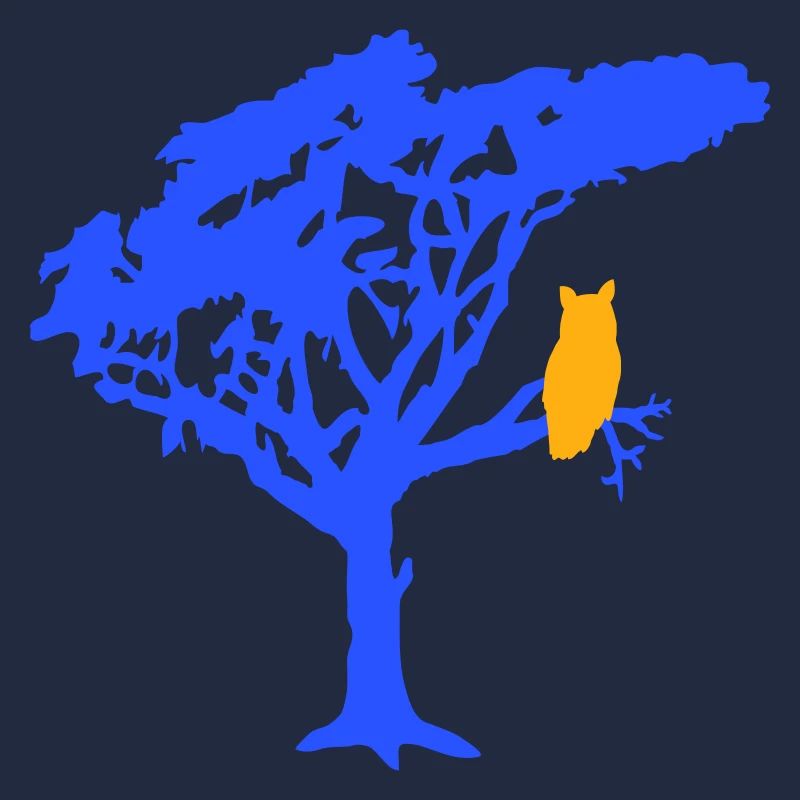 Owl Eagle Owl Branch Tree Forest Night Silhouette Outline Cute