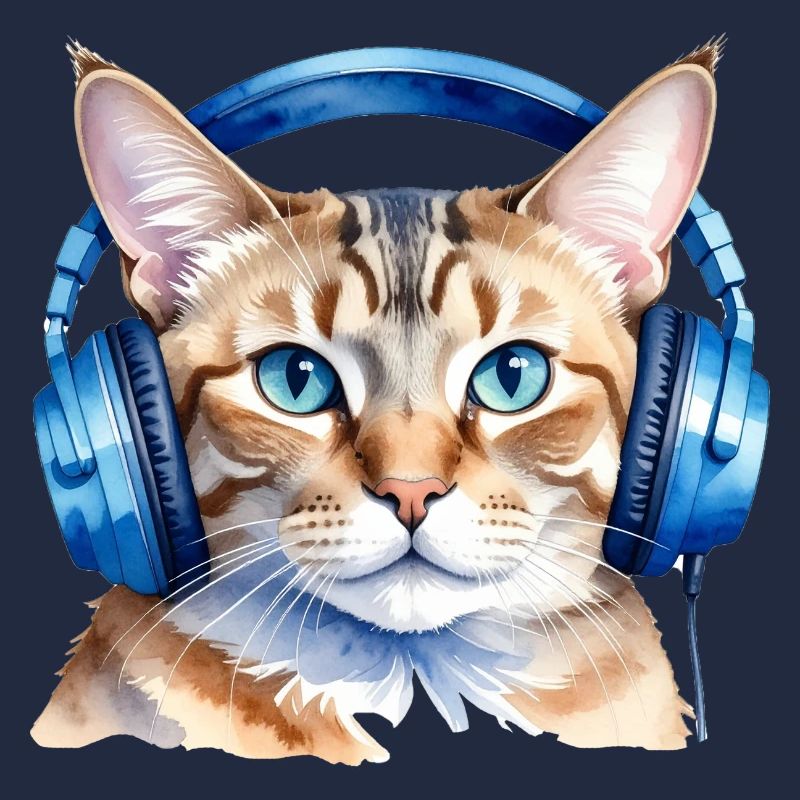 Lustige Katze mit Kopfhörern