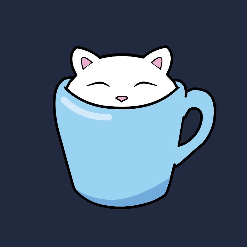 Chaton mignon assis dans une tasse de café bleue